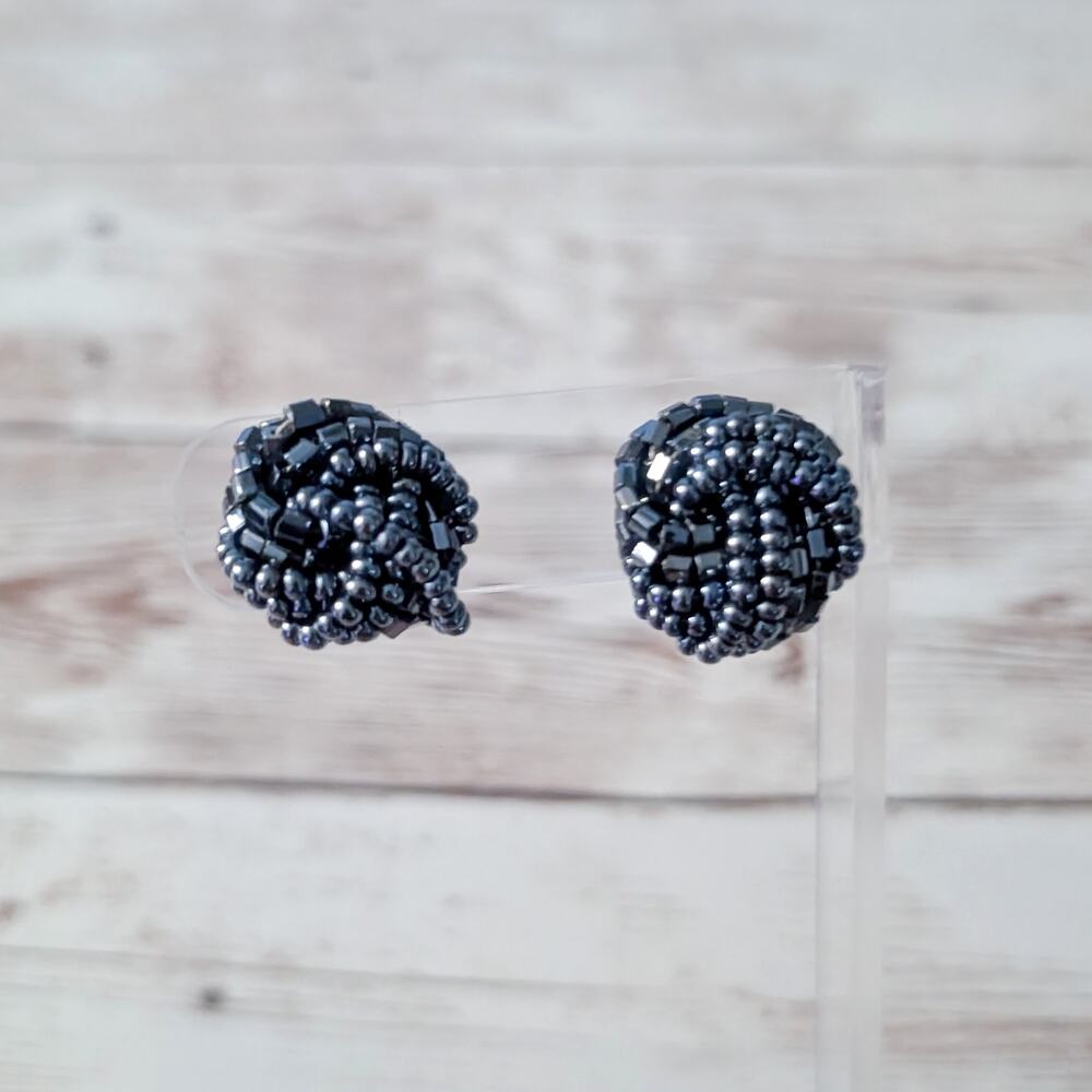 Vintage Clip On Earrings Beaded Wrap 0.75"